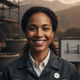 Headshot of a smiling woman, a landscape designer, with a satisfied expression, against a softly blurred background.